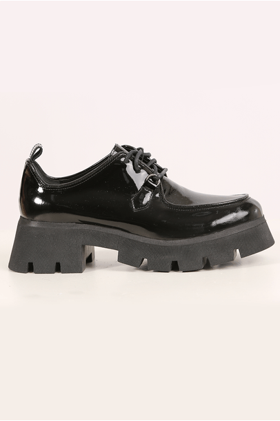 Sapato Couro Verniz Sarah Nkf Preto Nk - Preto
