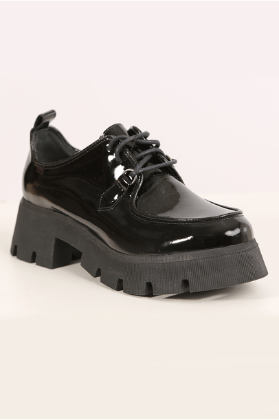 Sapato Couro Verniz Sarah Nkf Preto Nk - Preto