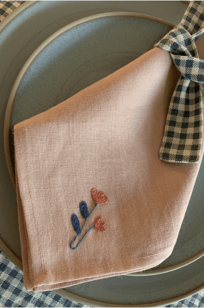Guardanapo Mesa de Linho Modernista Tulipa Meza Home - Rose