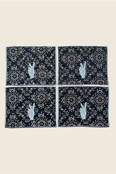 Kit Guardanapo Coquetel Bandana Peace Meza Home - Marinho