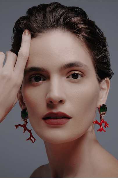 Brinco Torre Del Greco Denise Cassou Couture Jewelry - Vermelho