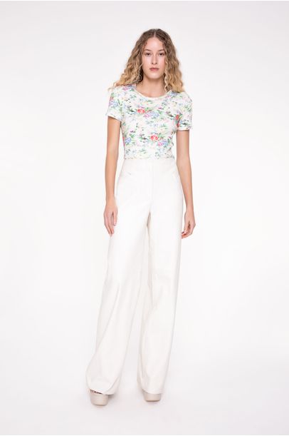 Calca De Couro Jamile Off White - Cris Barros