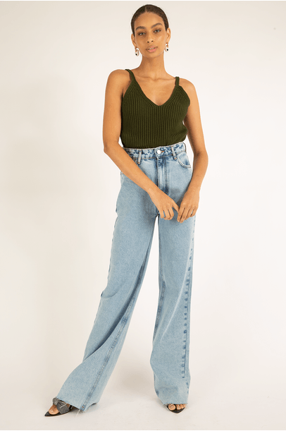Blusa Regata Perola Tricot Verde Egrey - Verde