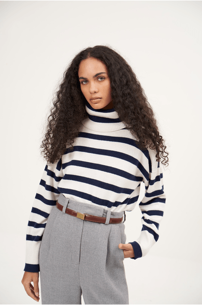 Blusa Bicolor Cashmere Luzzi Framed - Marinho