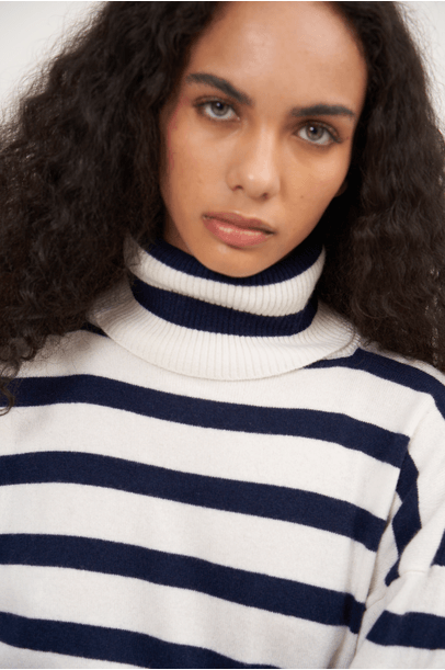 Blusa Bicolor Cashmere Luzzi Framed - Marinho