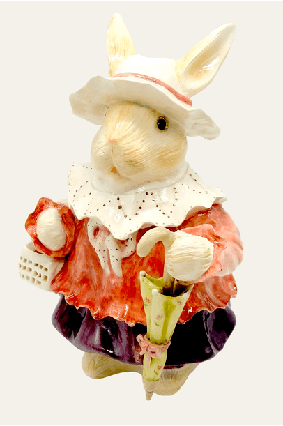 Coelha de Cerâmica Com Guarda Chuva Zanatta Casa Kasa 57 - Multicolorido