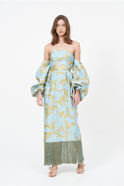 Vestido Midi Franjas Barocco Rsvp - Azul