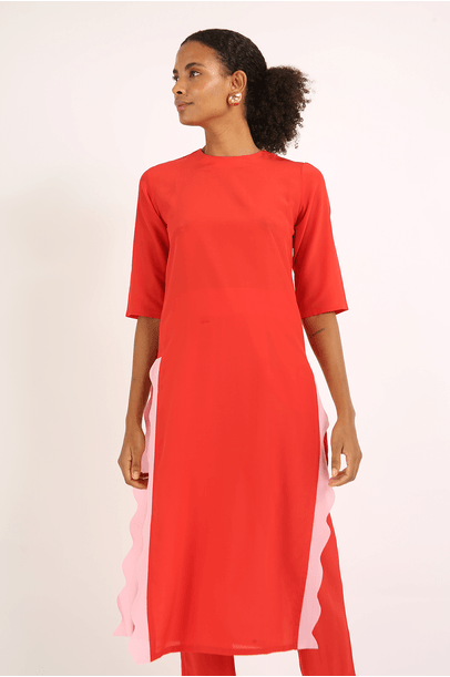 Vestido Sonia Ondas Vermelho Vanda Jacintho - Vermelho