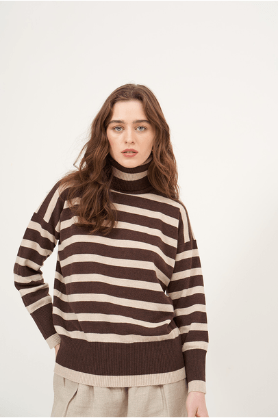 Blusa Bicolor Cashmere Luzzi Framed - Marrom