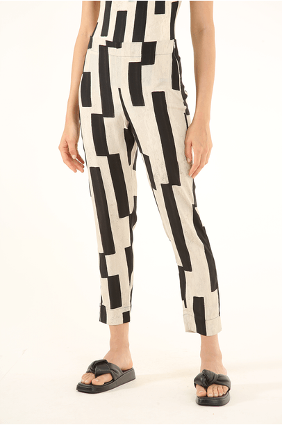 Calça Alta Seda Vertical Preto E Branco Lenny Niemeyer - Preto E Branco