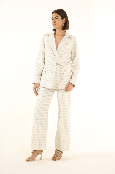 Blazer Reflexao Xadrez Lurex Linnen - Xadrez