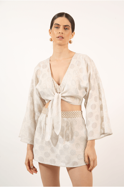 Shorts Saia Tapisserie Framed  - Bege