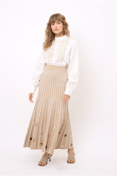 Saia Tricot Com Acrílico Linnen - Bege