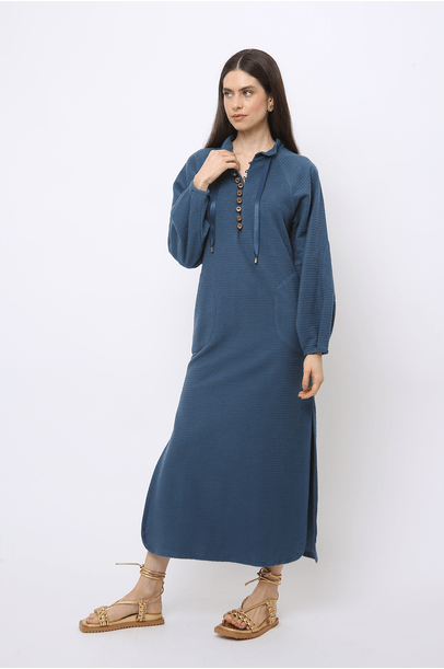 Vestido Manga Longa Montpellier Framed - Azul