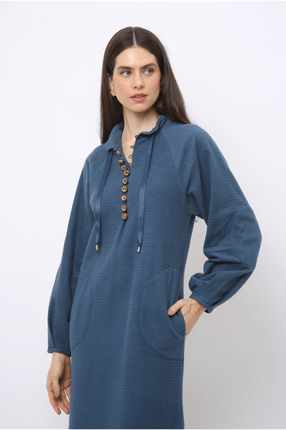 Vestido Manga Longa Montpellier Framed - Azul