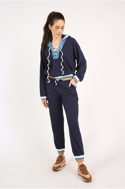 Blusa Com Capuz Koralle Framed - Marinho