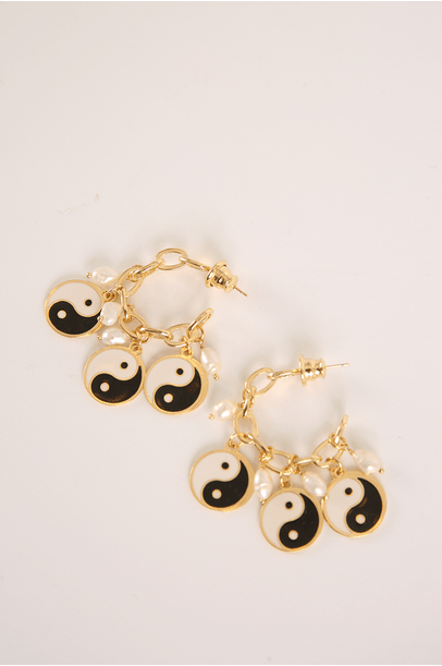 Argola Yin Yang Framed  - Preto&Branco