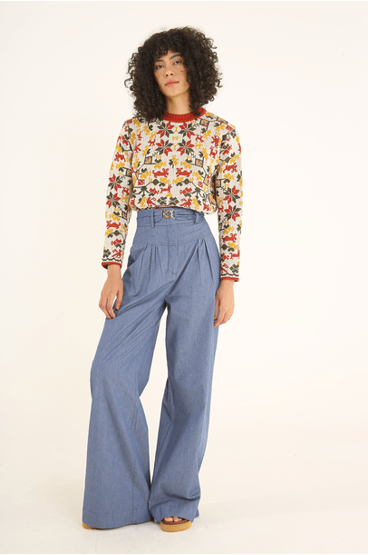 Blusa Tricot Bargello Framed - Multicolorido