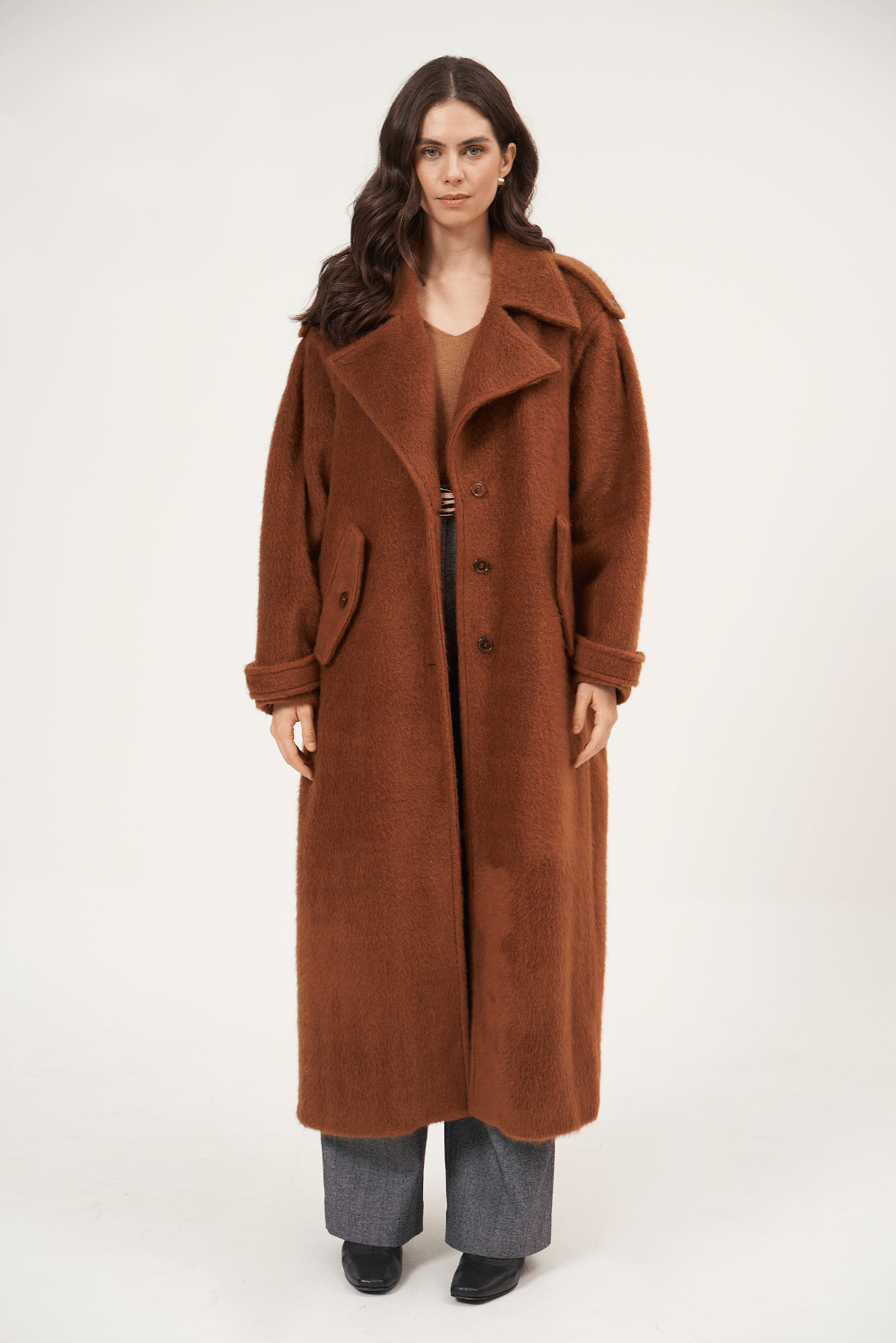 Trench Coat Pelour Framed - Marrom