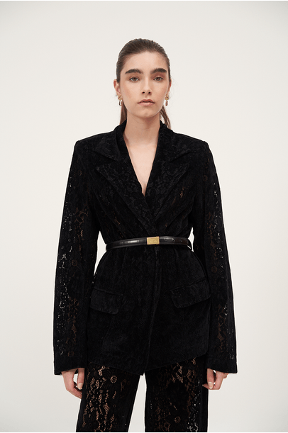 Blazer Velvet Lace Framed - Preto