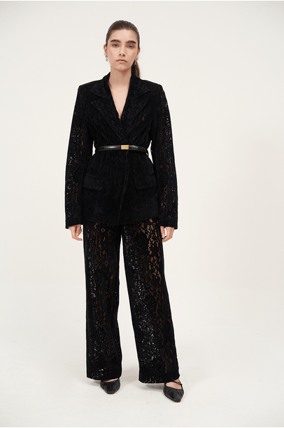 Blazer Velvet Lace Framed - Preto