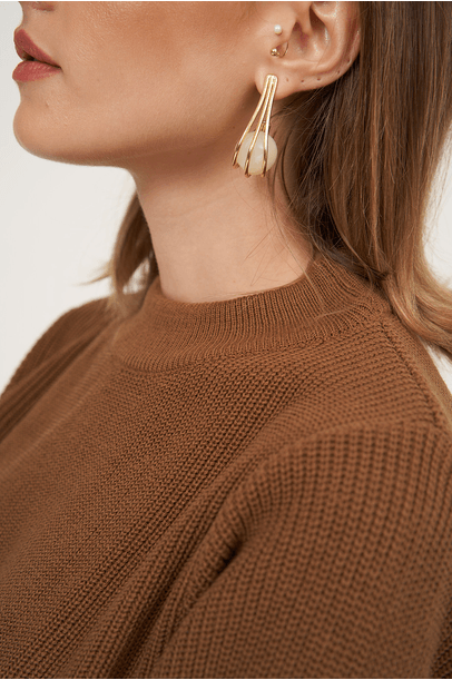Blusa Tricot Mc Di Base Clemence - Marrom
