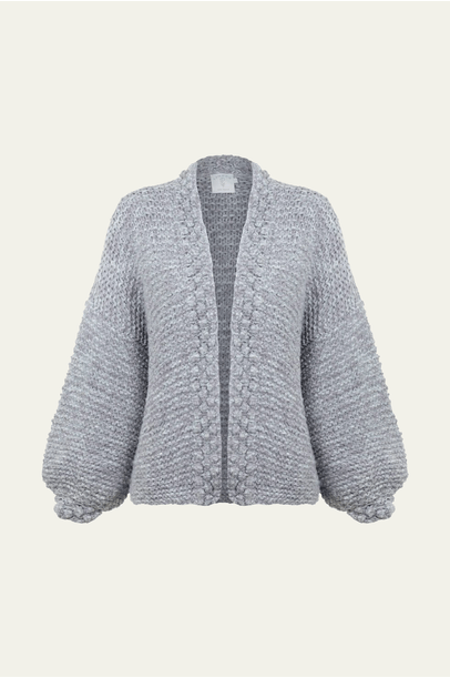 Cardigã Tricot Pipoca - Cinza
