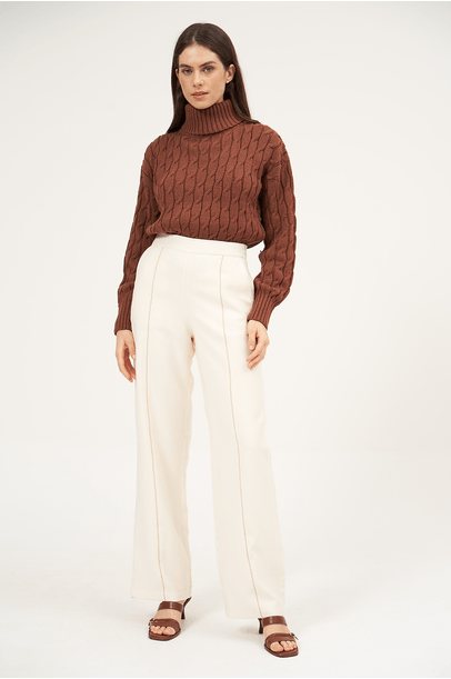 Blusa Tricot Treccia Clemence  - Marrom