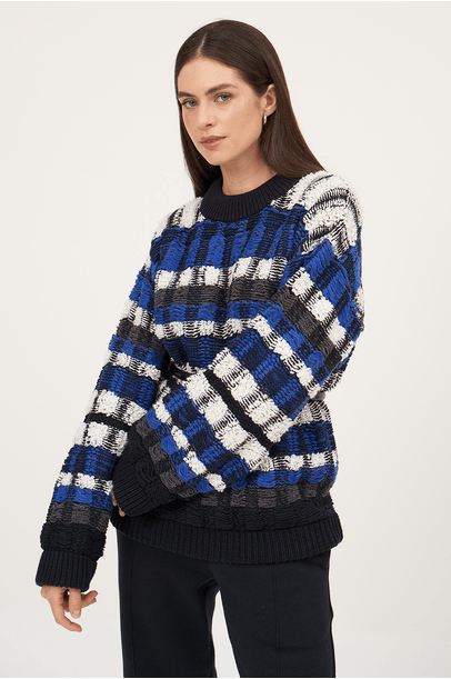 Blusa Tricot Courbe Framed - Azul