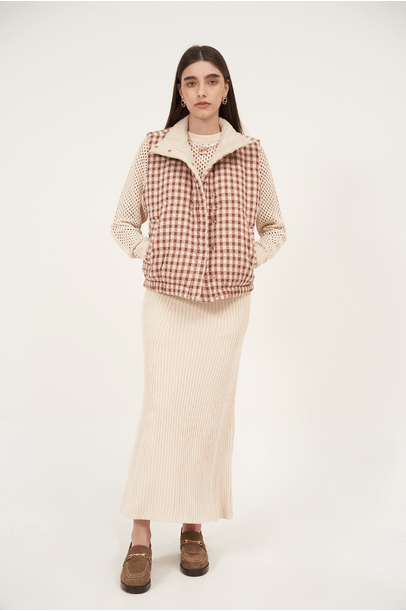 Saia Tricot Fenda Costas Missinclof - Bege