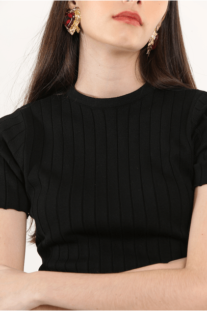 Blusa Manga Curta Bertin  Framed  - Preto