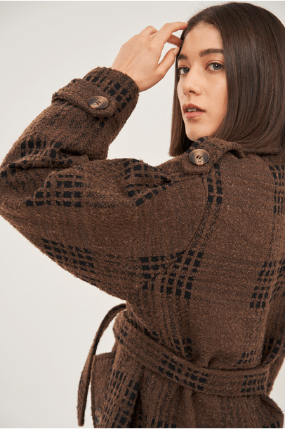 Trench Coat Scacchi Framed - Marrom