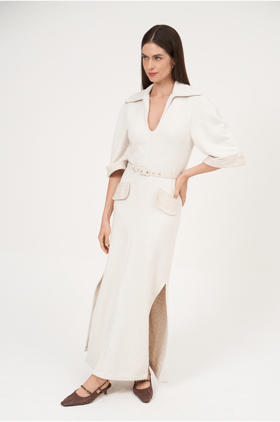 Vestido Longo Bilancia Framed  - Natural