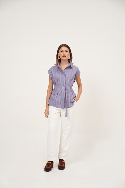 Camisa Mc Com Faixa Firenze Clemence - Azul