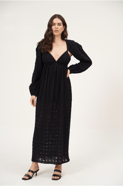 Vestido Longo Tuille Framed  - Preto