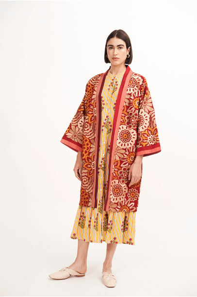 Kimono Suzani Vermelho Ethne  - Vermelho