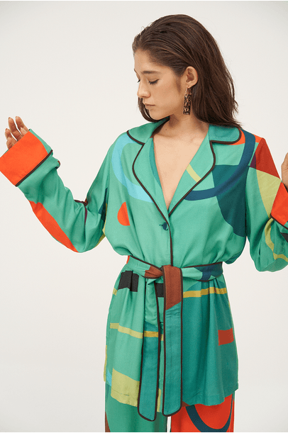 Conjunto Pijama Modernismo Verde Adriana Degreas  - Verde