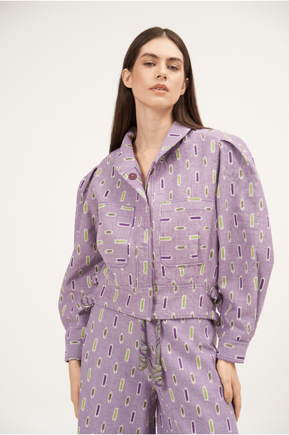 Casaco Jacquard Dalia Lilas Savy - Lilas