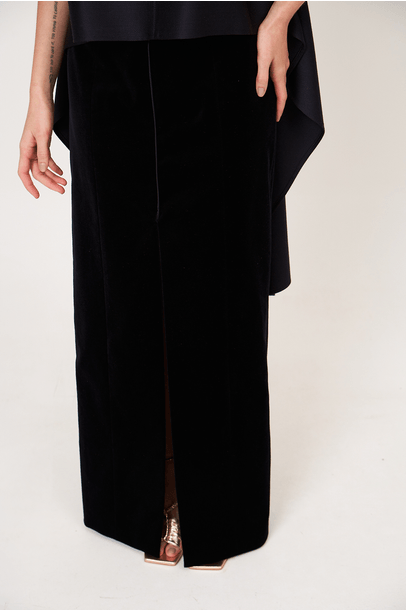 Saia Midi Velluto Rsvp - Preto