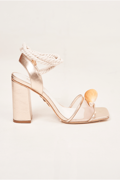 Sandalia Metal Champagne Dourado Confraria - Dourado