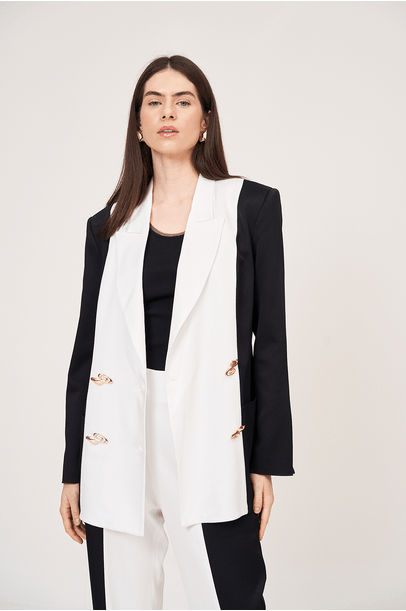 Blazer Bicolor Vitore Framed - Preto E Branco
