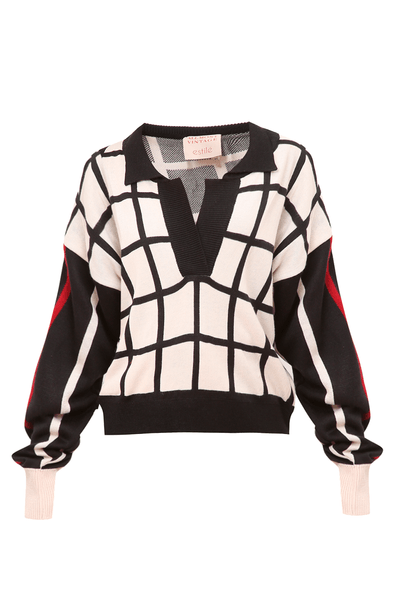 Polo Tricot Dash and Red All Most Vintage + Estilé - Preto E Branco