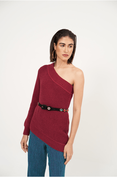 Tricot Assimetrico Vinho All Most Vintage - Vinho