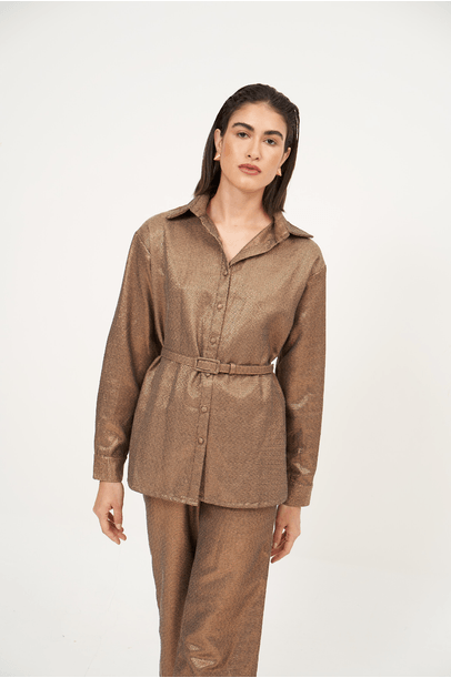 Camisa Jacquard Cleopatra All Most Vintage - Cobre