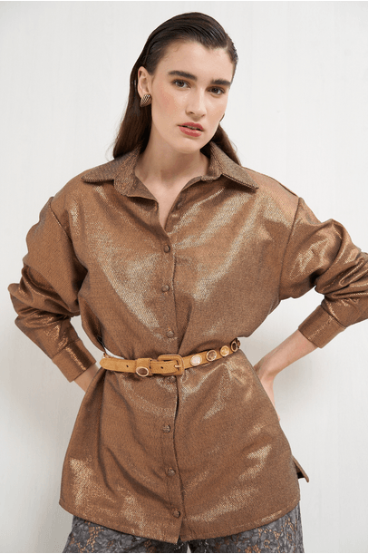 Camisa Jacquard Cleopatra All Most Vintage - Cobre