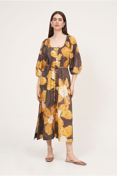 Vestido Michaela Amarelo Cache - Amarelo