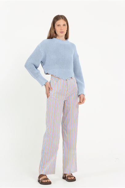Blusa Cropped Tricot Edge All Most Vintage - Azul