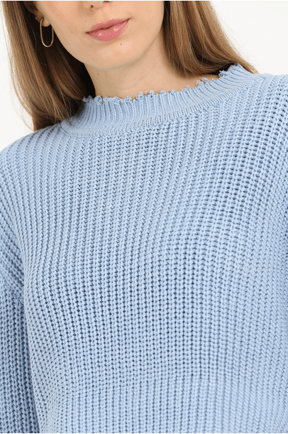 Blusa Cropped Tricot Edge All Most Vintage - Azul