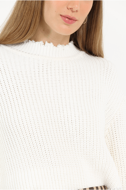 Blusa Cropped Tricot Edge All Most Vintage - Offwhite