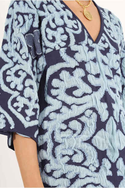 Vestido Mini Tricot Arabesque All Most Vintage - Azul